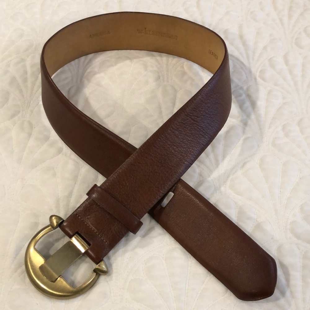 Women’s Kleinberg Leather Belt with Gold Buckle